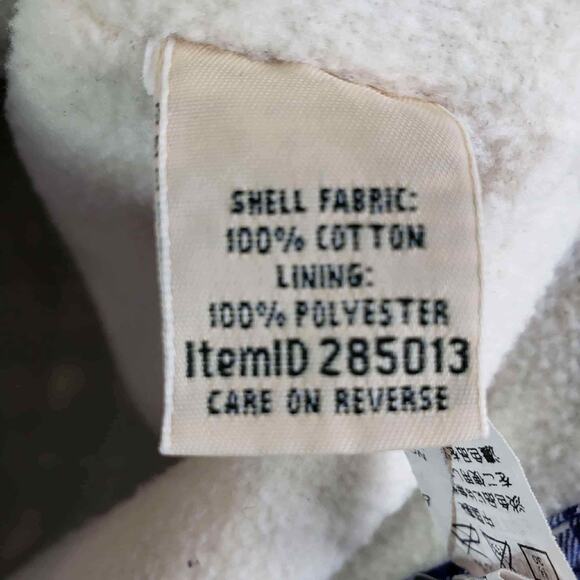 LL Bean Button Down Shirt Women’s Size Large L Plaid Blue Sherpa Lined Fleece - Picture 9 of 12